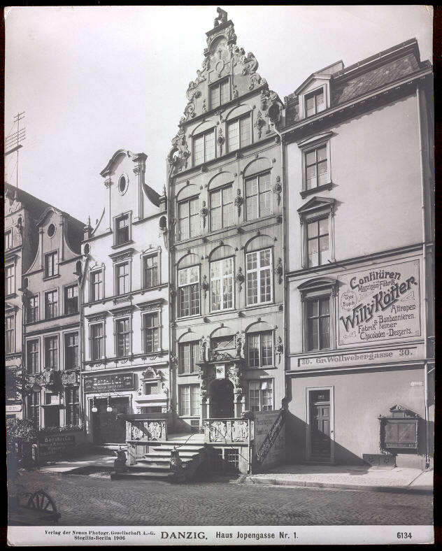 DANZIG. Haus Jopengasse Nr. 1 (Confituren Willy Koher, Marzipan fabrik)